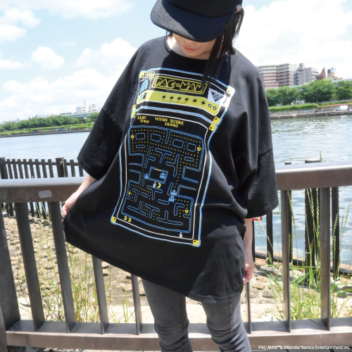 パックマン』×STUDIO696 ビッグTシャツ 黒